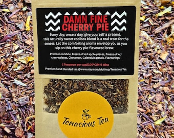 Damn Fine Cherry Pie ~ Flavoured Rooibos Loose Tea Blend, Decaf Dessert Tea, Tea Lover Gift