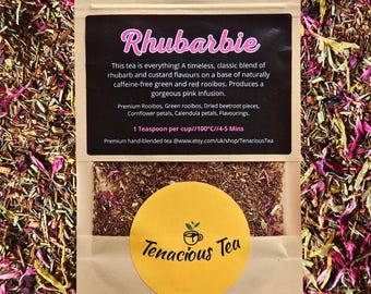 Rhubarbie ~ Rhubarb & Custard Flavoured Rooibos Loose Tea Blend, Pink Tea Infusion