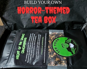 Build Your Own Box of 6 Horror Themed Loose Leaf Tea Pouches ~ Tea Fiend Letterbox Tea Gift ~  Tea Lovers Xmas, Birthday, Halloween