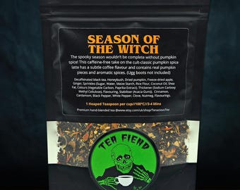 Season of The Witch ~ Decaf Pumpkin Spice Latte Flavoured Black Tea, Halloween Blend, Autumn, Xmas, Horror Gift