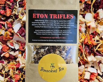 Eton Trifles ~ Strawberry Eton Mess Fruit Tea Blend, Cold Brew, Decaf Loose Leaf Tea, The Jam Paul Weller Tea Lover Gift