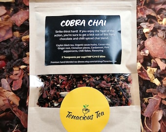 Cobra Chai ~ Thé chai au chocolat et épicé avec une bouchée de piment épicé, thé noir en vrac, cadeau pour amateur de thé