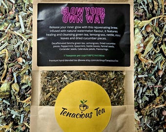 Glow Your Own Way ~ Watermelon & Cucumber Healthy Skin Caffeine Free Green Tea Peppermint Lemongrass Fennel Herbal Tonic