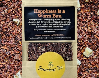 Happiness is A Warm Bun ~ Cinnamon Danish Flavoured Rooibos Loose Leaf Tea ~ Decaf, Ideal Gift for Tea lover Beatles fan