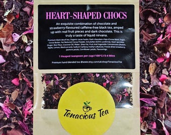 Heart Shaped Chocs ~ Decaf Strawberry Chocolate Jasmine Black Tea, Loose Leaf Blend, Valentines, Nirvana