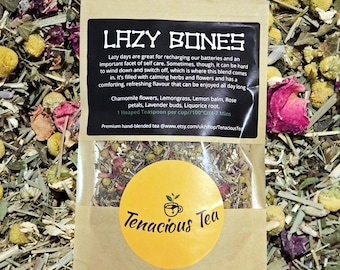 Lazy Bones ~ Bedtime Herbal Tea Blend, Chamomile, Lemon Balm, Rose, Lemongrass, Lavender, Relaxing Loose Tea