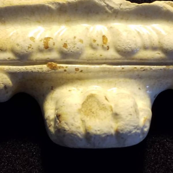 Chunky cream sea china pottery vessel foot  from a Scottish beach