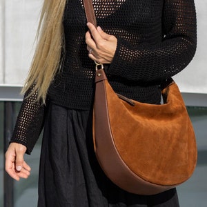 Élégant sac bohème en daim, sac à main élégant en bandoulière en cuir pour femme, sac à main en cuir souple, sac à bandoulière tendance en daim pour un usage quotidien