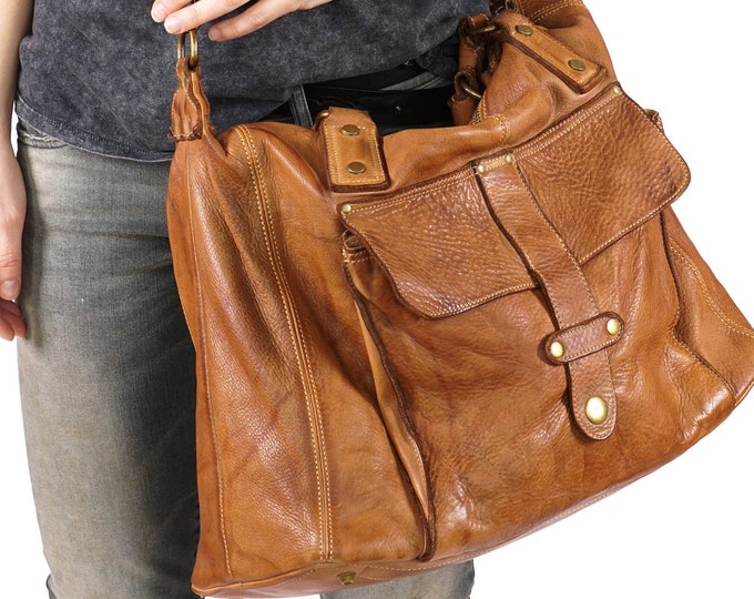 Large Leather Crossbody Bags for Women Cognac Soft Leather Etsy