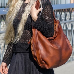 Sac à main convertible en cuir souple pour femme, sac à bandoulière en cuir, sac en cuir fait main vintage, sac hobo en cuir souple, grand sac hobo