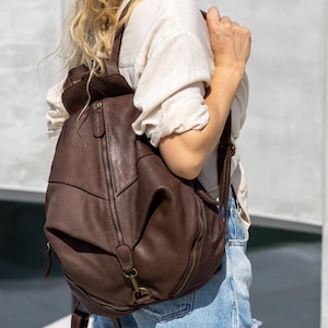 Sac à dos hobo convertible en cuir : style vintage, cuir souple