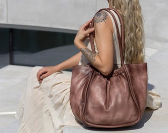 Bolso de mano de cuero minimalista, bolso hobo de cuero, bolso de hombro boho grande, bolso de mano de hombro boho, bolso de mano de cuero boho vintage