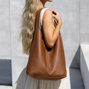 Weiches Leder große Hobo Tasche Damen, große Leder Schultertasche, echtes Leder Hobo Tasche, Slouch Ledertasche Damen, Ledertasche Frauen Kamel