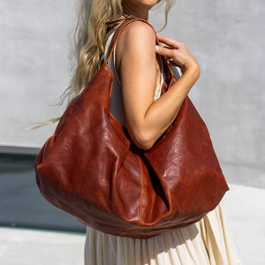 Vintage Leder Slouchy Hobo Bag, große Hobo Bag Frauen, große Vintage Leder Schultertaschen für Frauen, schwarze Leder Hobo Bag