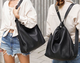 Monedero mochila convertible en piel de diseño minimalista para mujer. Bolso de hombro estilo Hobo, mochila 2 en 1, ¡el mejor regalo para ti!