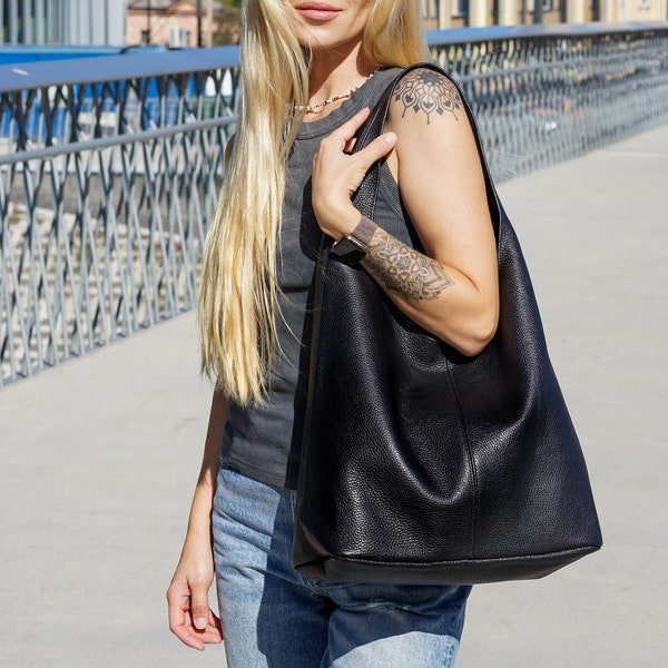 Sac hobo en cuir pour femme, sac hobo souple, grand sac en cuir, sacs à bandoulière pour femme, sac à main en cuir souple, sac hobo en cuir, sac à bandoulière