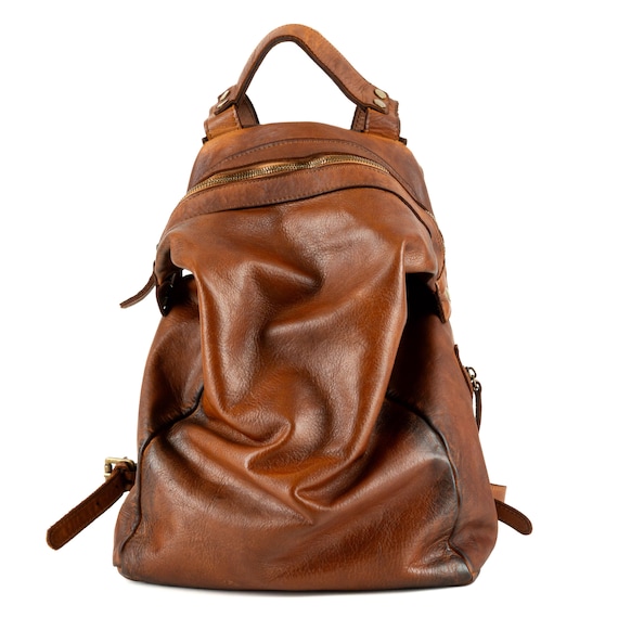 Large Soft Leather Women Vintage Backpack, Genuine Leather  display picture 1