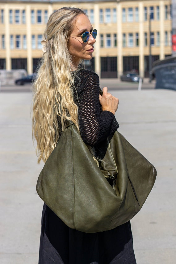 Bolso hobo vintage de cuero suave y holgado bolso grande de cuero suave y holgado bolsos de hombro grandes para todos los dias para mujer de cuero bolso de gran tamano
