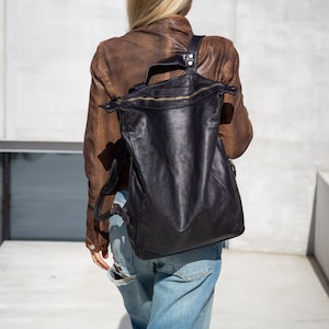 Mochila de couro personalizada – Mochila conversível para laptop feminina – Bolsa para o trabalho – Mochila artesanal personalizada