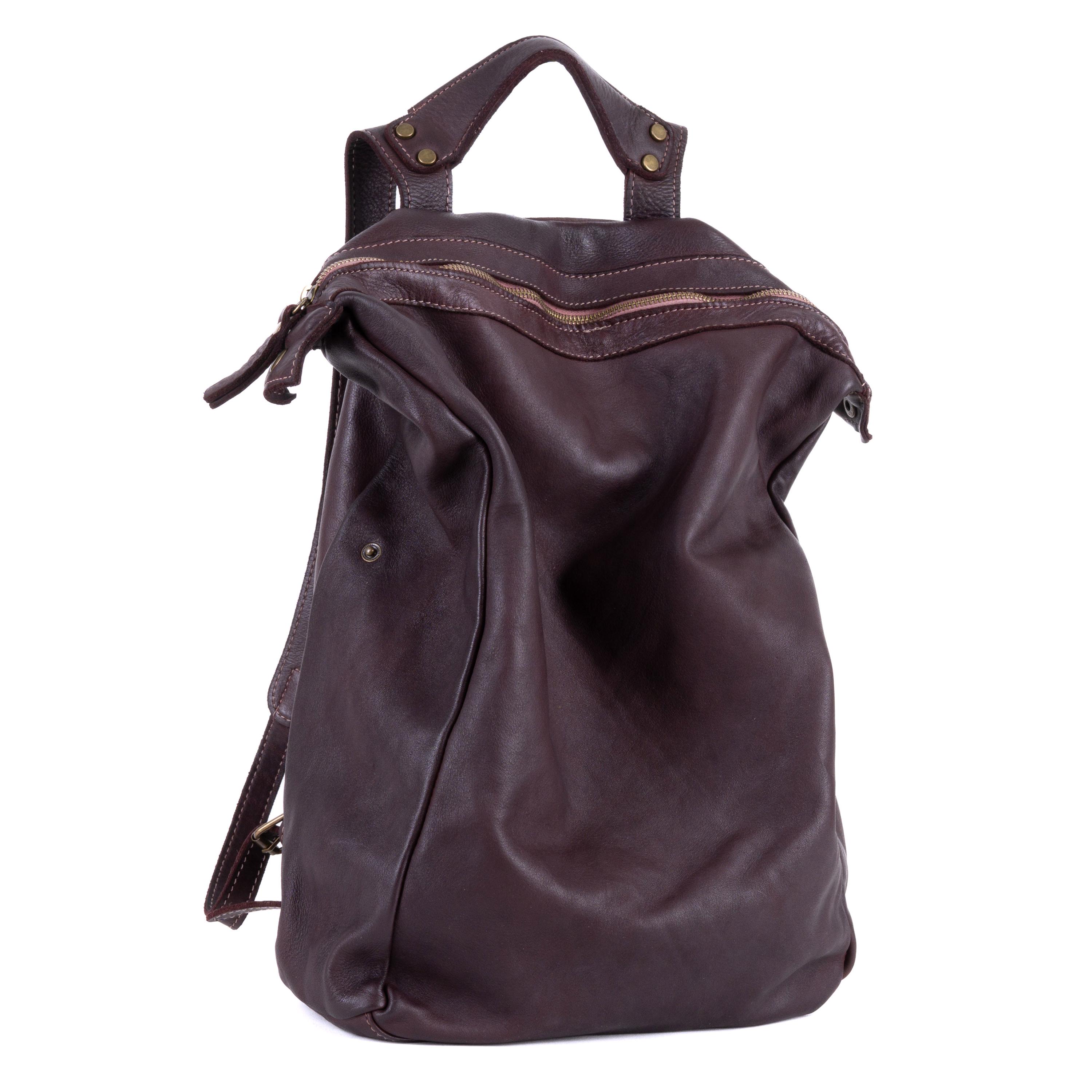 H Joe Stitched Leather Convertible Backpack Women\'s Navy Brown Made in ITALY Womens Cognac Brown Leather Convertible Backpack Shoulder  main image 4