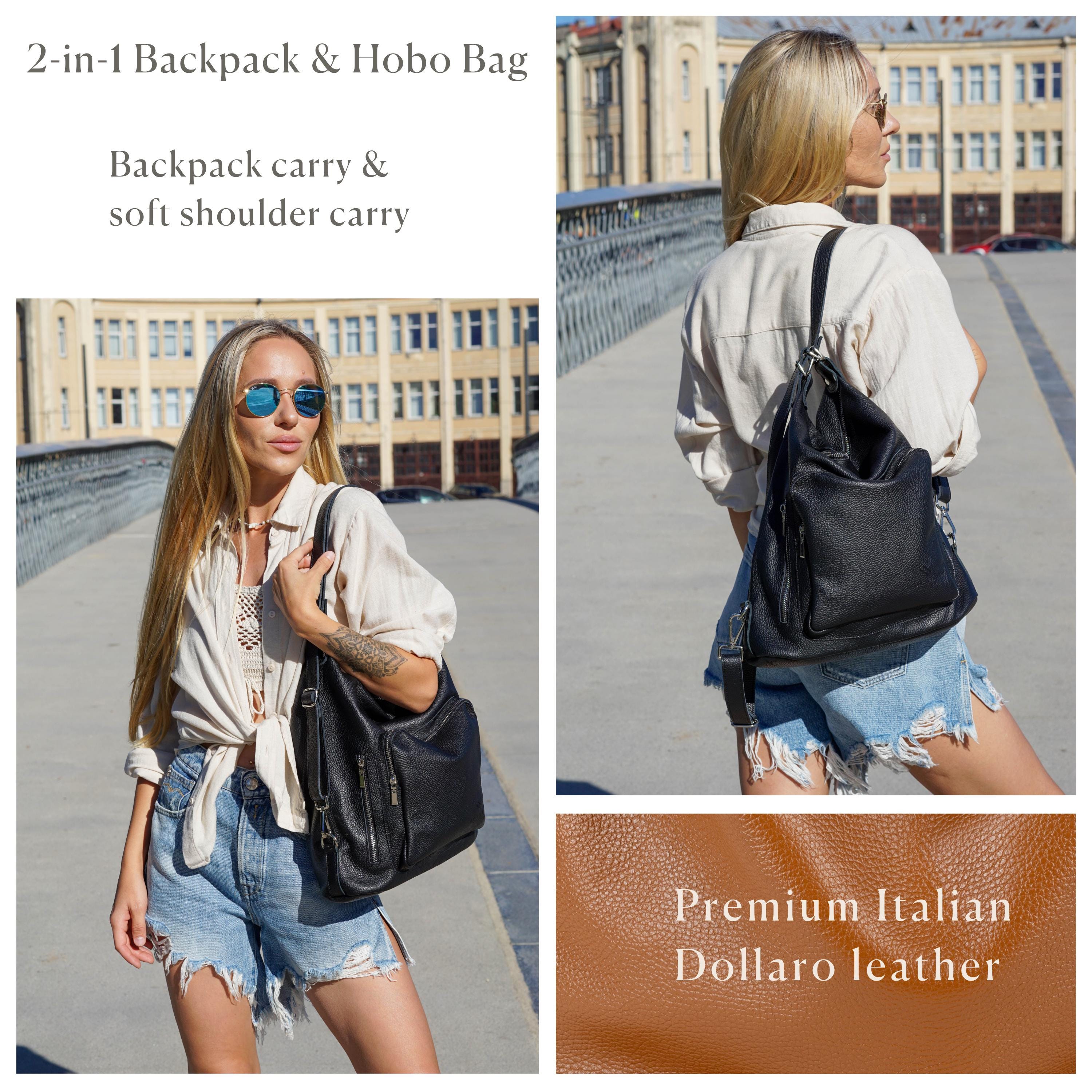 convertible backpack hobo bag leather zipper top Merrin in Pebbled Backpack or shoulder bagall with a simple tug of the straps HOBO Emily Convertible Backpack, Black,