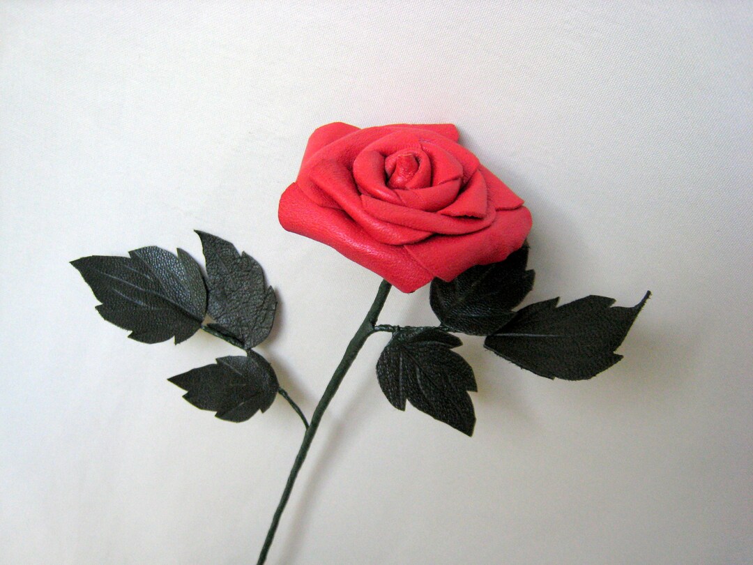 Red Leather Rose Anniversary Gift, Anniversary Gift for Her, Mother Day