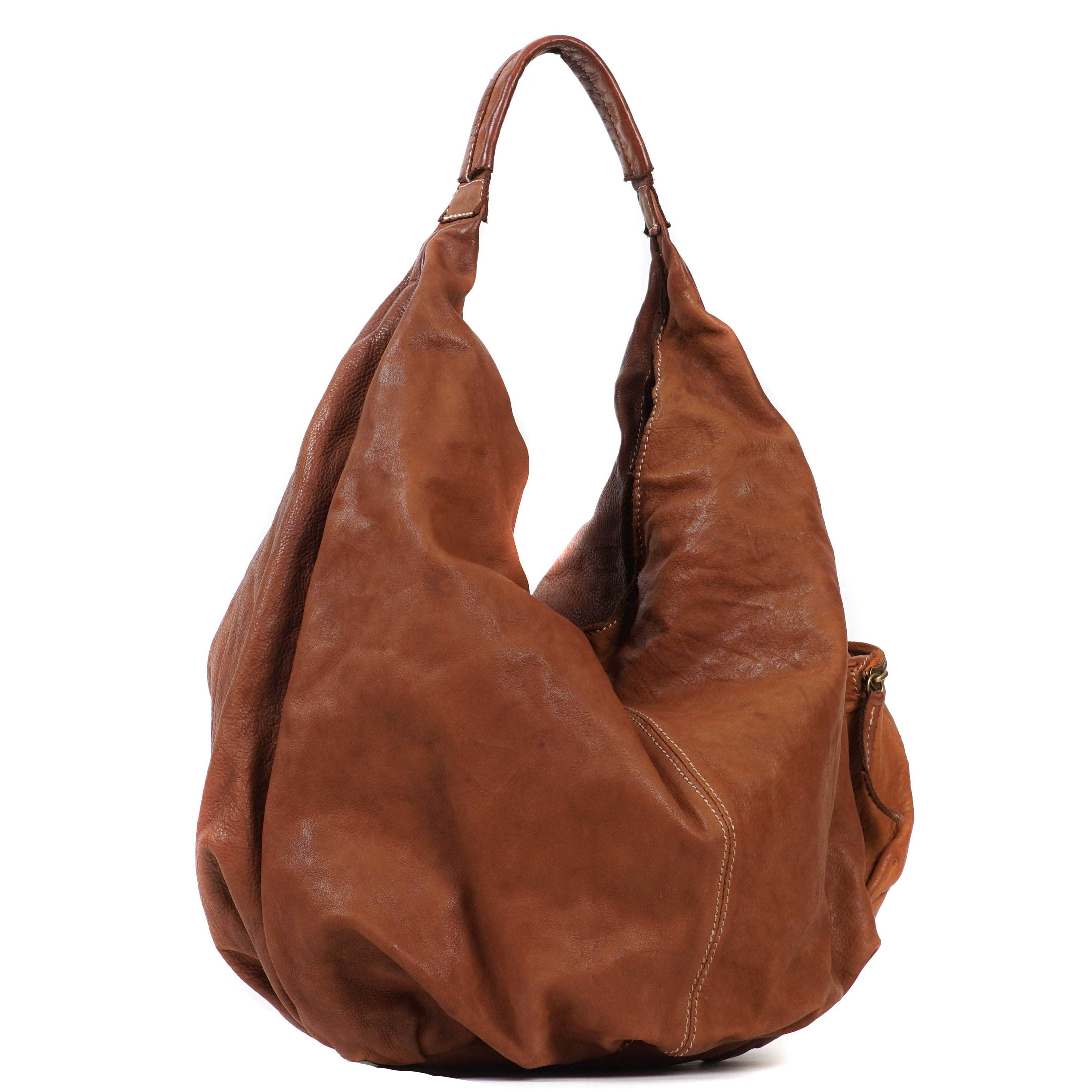 Large Cognac Soft Leather Bag Hobo Bag Vintage Leather Soft - Etsy