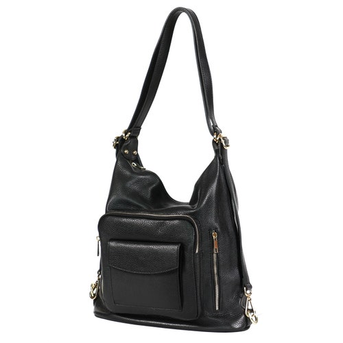 Black convertible bag, black hobo bag leather, black hobo, soft leather shops bag, convertible bag, bag and backpack, genuine leather bag, bag