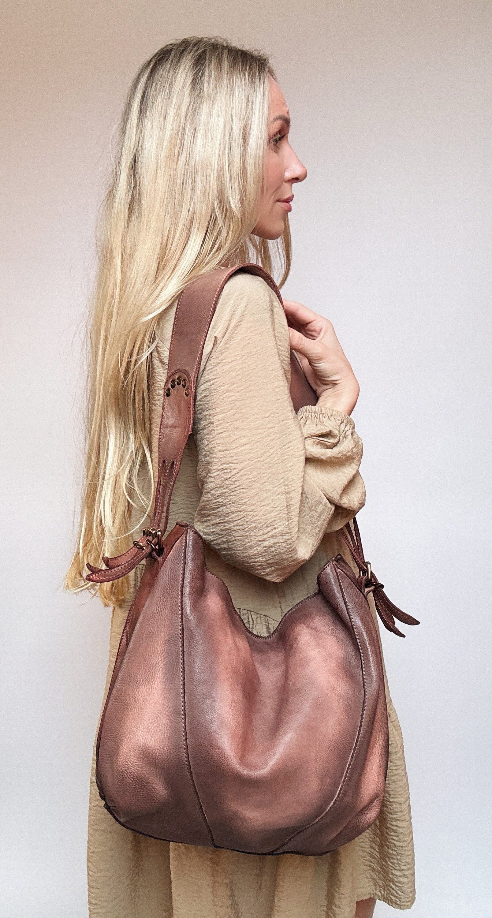 Distressed leather handbags hobo deals