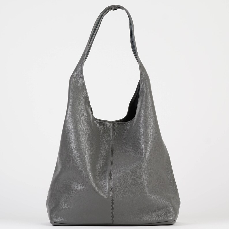 Sac hobo en cuir pour femme, sac hobo souple, grand sac en cuir, sacs à bandoulière pour femme, sac à main en cuir souple, sac hobo en cuir, sac à bandoulière Gris