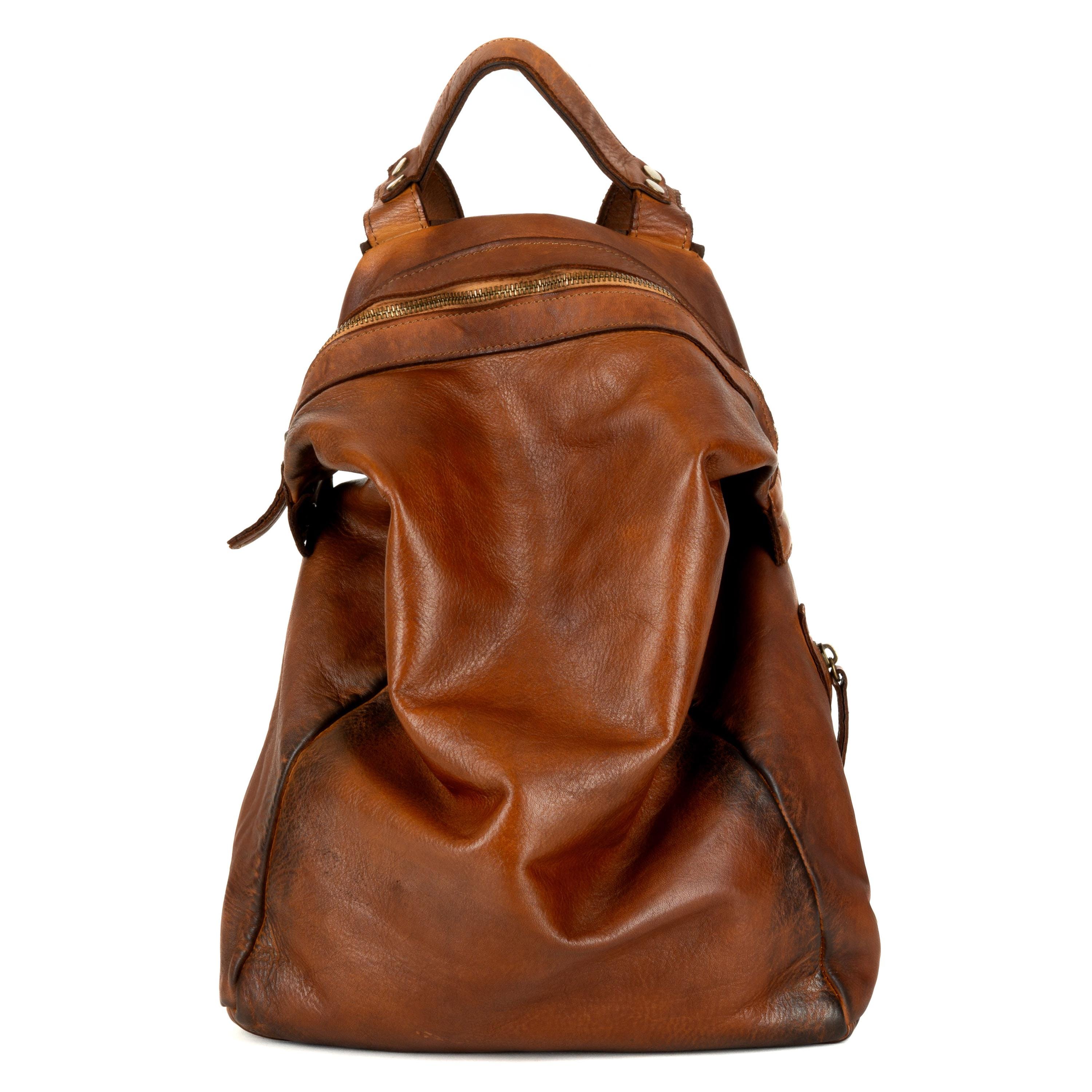 VINTAGE RUFFO Italy Archive Multi-Zip Soft Leather Backpack Avant-Garde Large classic vintage backpack black brown green for women  main image 4