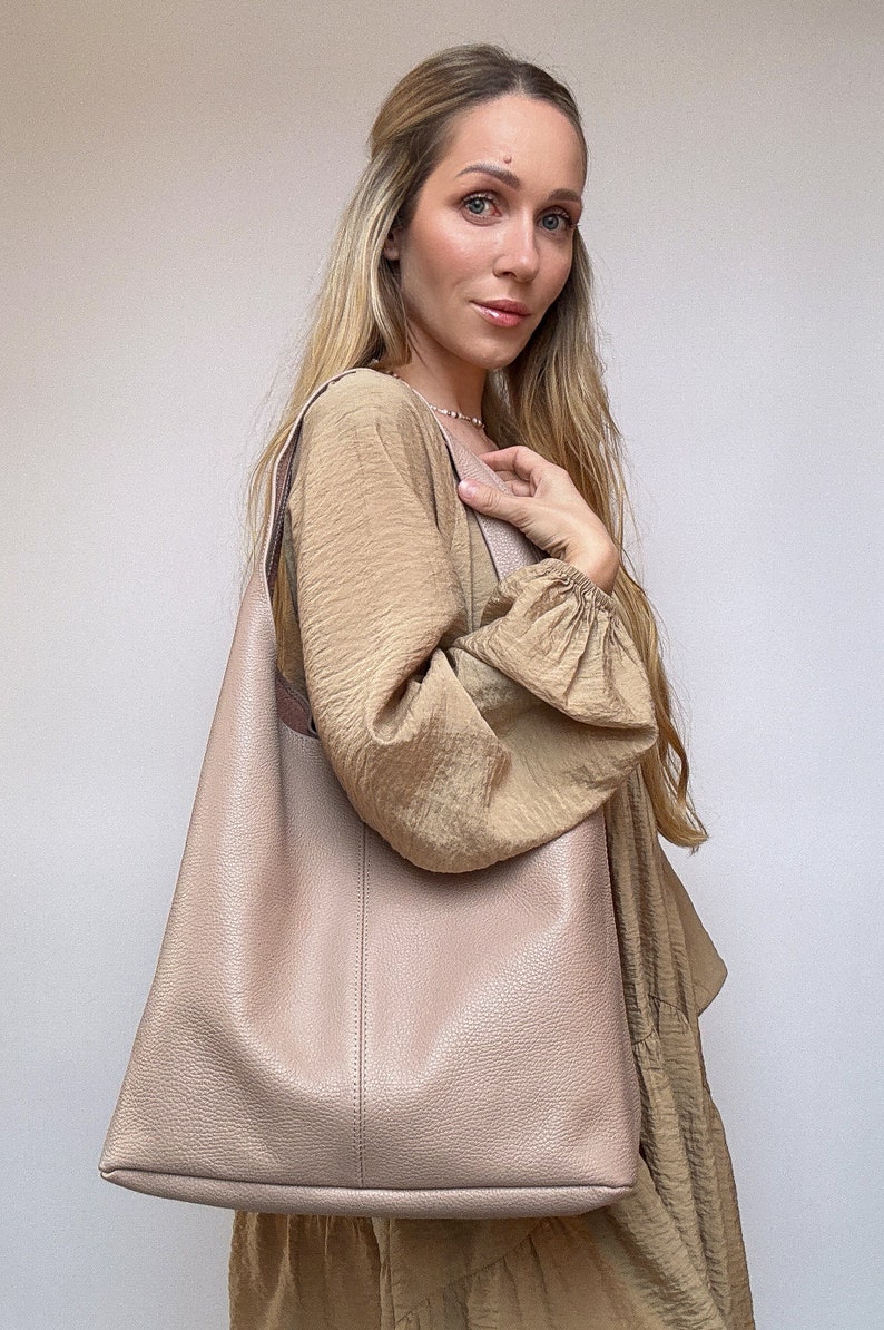 Leather hobo bag women, slouchy hobo bag, large leather bag, shoulder bags for women, soft leather handbag, hobo leather bag, shoulder bag Pink