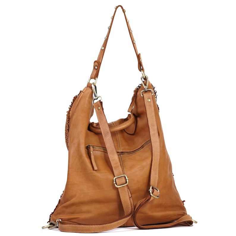 Wandelbare gewebte Leder Hobo Tasche Frauen, große Hobo Vintage Cognac Ledertasche, weiches Leder Crossbody Hobo Taschen für Frauen, großer Rucksack Bild 9