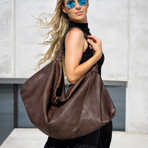 Vintage Slouchy Soft Leather Hobo Bag, Large Hobo Slouchy  display picture 3