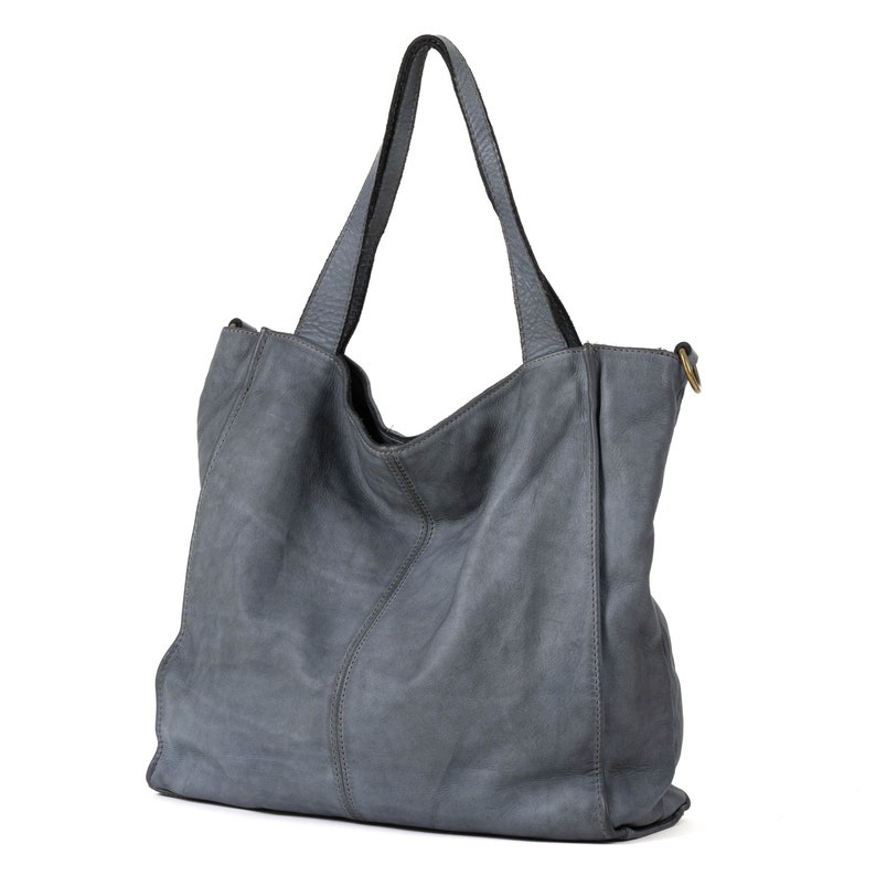 Large Leather Tote Bag Vintage Hobo Purse for Women Soft & Stylish Shoulder Bag, Crossbody Tote Bag with Zipper, Large Tote Bag image 8