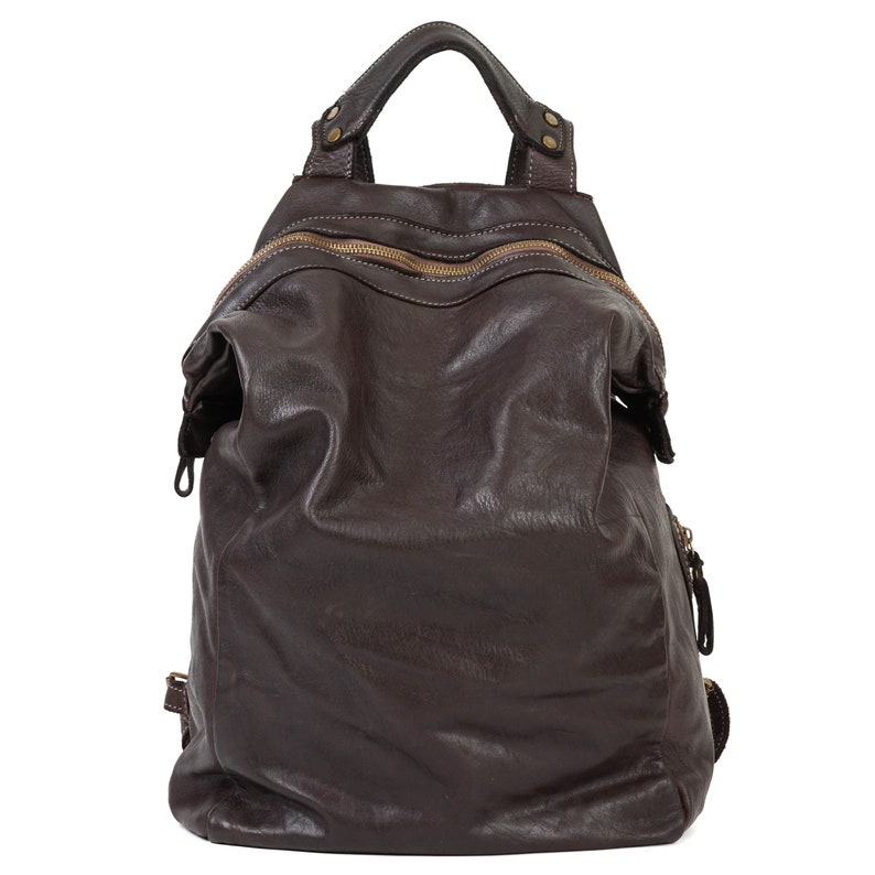 Luxurious Convertible Leather Backpack Unisex Vintage Soft Look, Minimalist Style, Versatile Leather Backpack Women's Convertible Design image 5