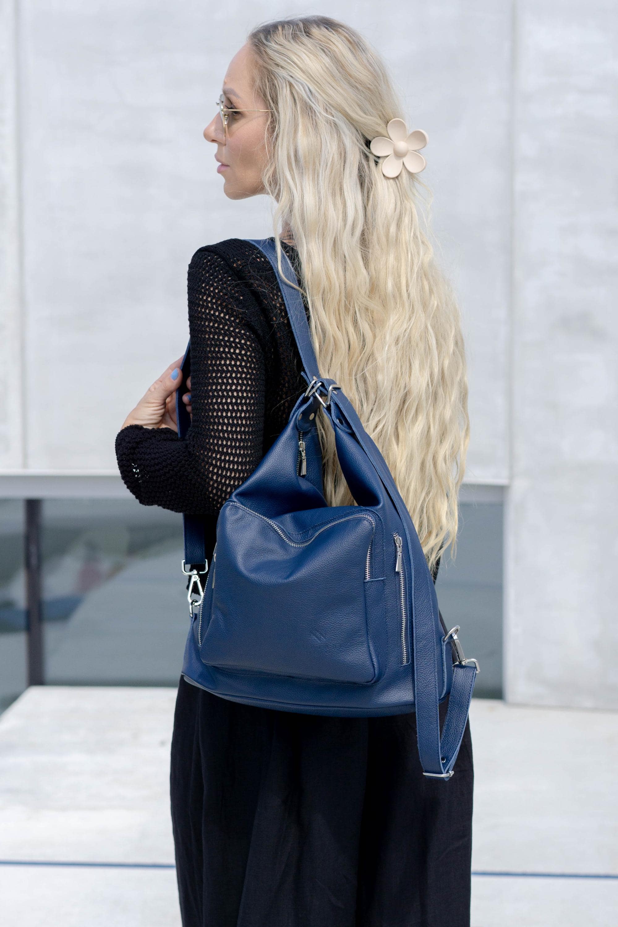 Vbiger Zaino Nero E Borse A Tracolla Per Donna In Vera Pelle Con Grande - Foto 9