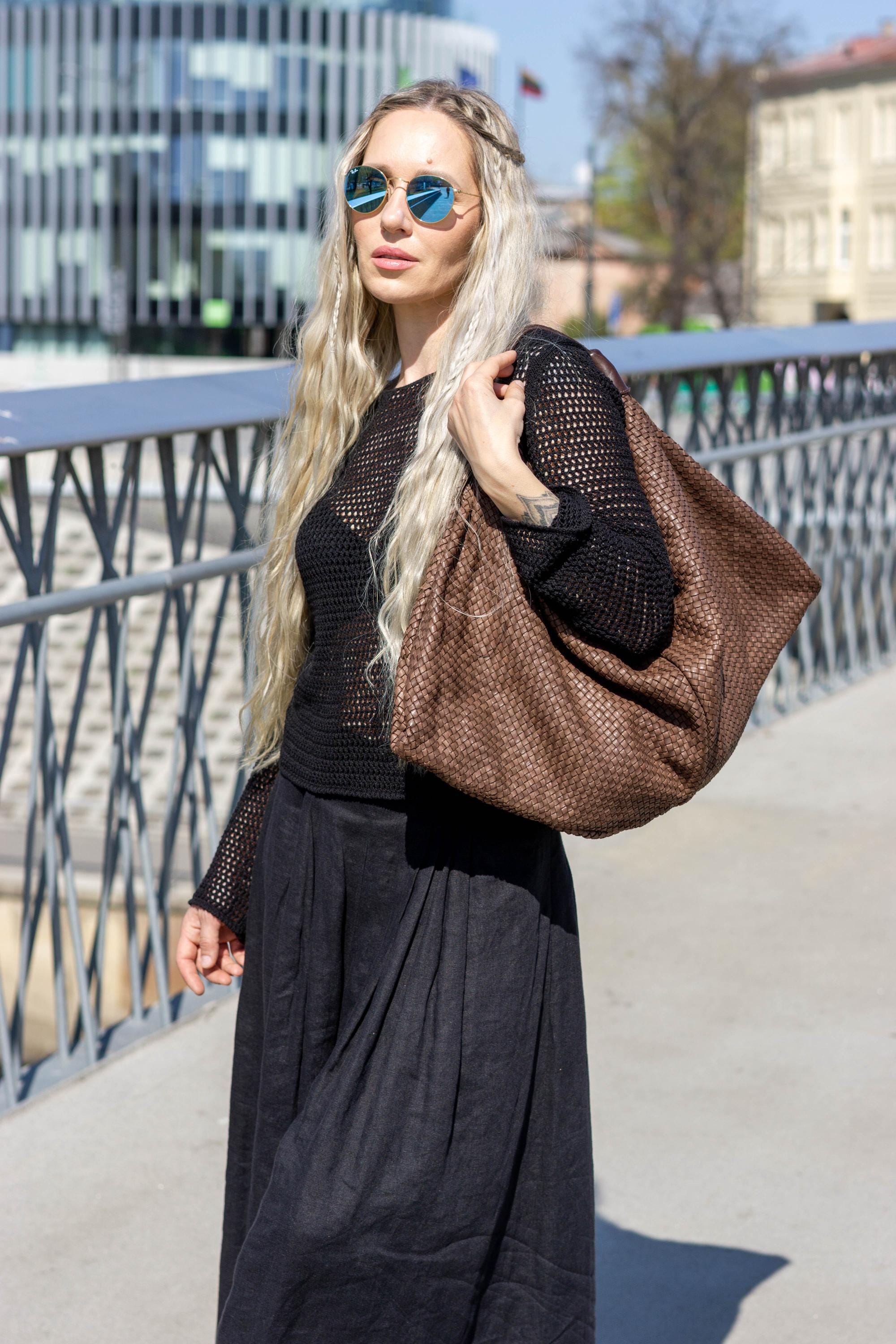 Slouchy Bag for Women, Black Slouchy Bag, Large Leather Bags