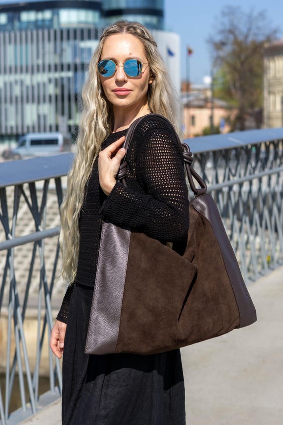 Borsa a tracolla scamosciata MISS MARCELLA 32 COGNAC