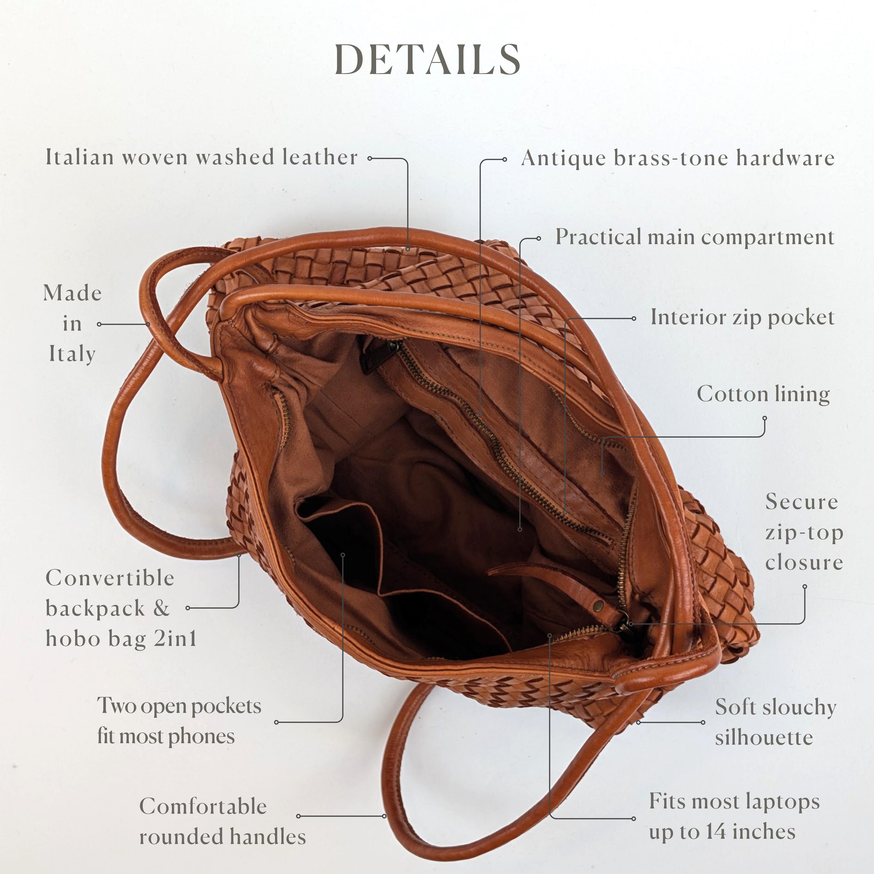 Convertible Leather Backpack Purse, Hobo Style, Casual Wear Convertible Leather Hobo Bag Backpack Purse main image 2
