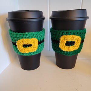 Crochet lucky leprechaun coffee sleeve/cup cozy St Patrick&#39;s Day