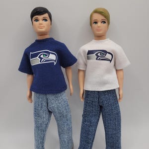 Handmade Graphic T-Shirt for 6.5" Fashion Doll: Seahawks, Cowboys, Wildcats