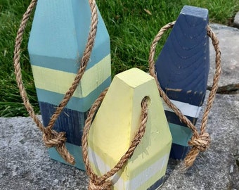 Lobster Buoys (set of 3) Wooden Nautical Buoys, Housewarming Gift, Beach Decor