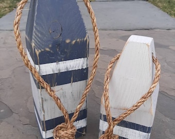 Lobster Buoys (set of 2) Wooden Nautical Buoys, Housewarming Gift, Beach Decor