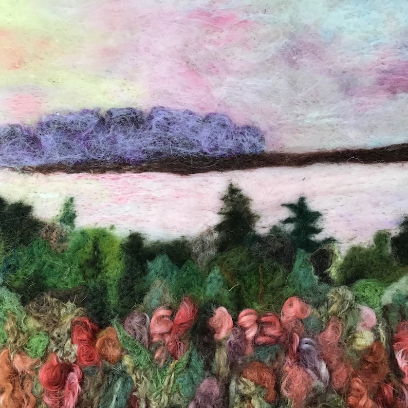 Summer Sunrise Colorful Felted Wool Painting