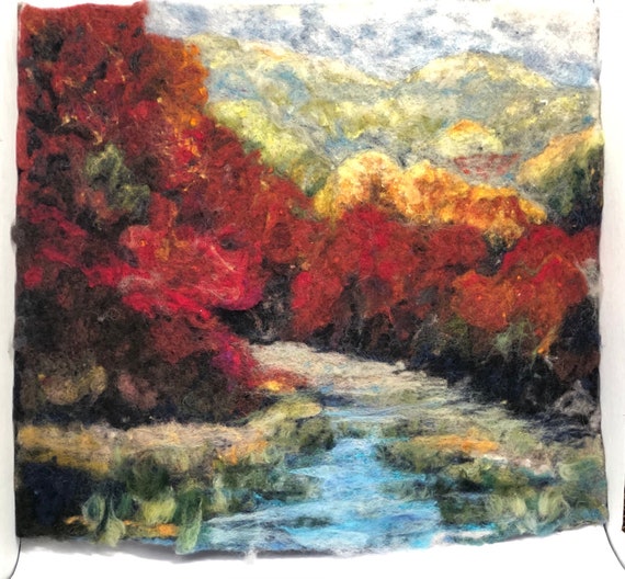 Autumn In The Mountains Colorful Felted Wool Landscape Image 0