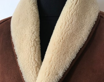 Vintage sued shearling shawl coat