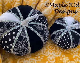 Elegant fabric covered pumpkins set of two