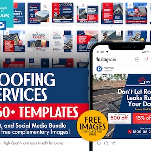 Roofing Contractor, Roofing Services Company Canva Print and Social Media Bundle