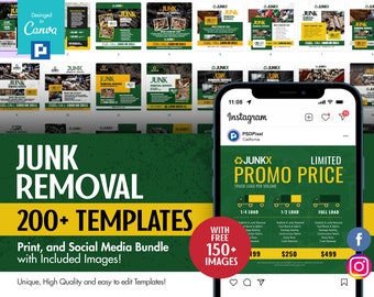 Paquete de impresión en lienzo y redes sociales para la eliminación de basura